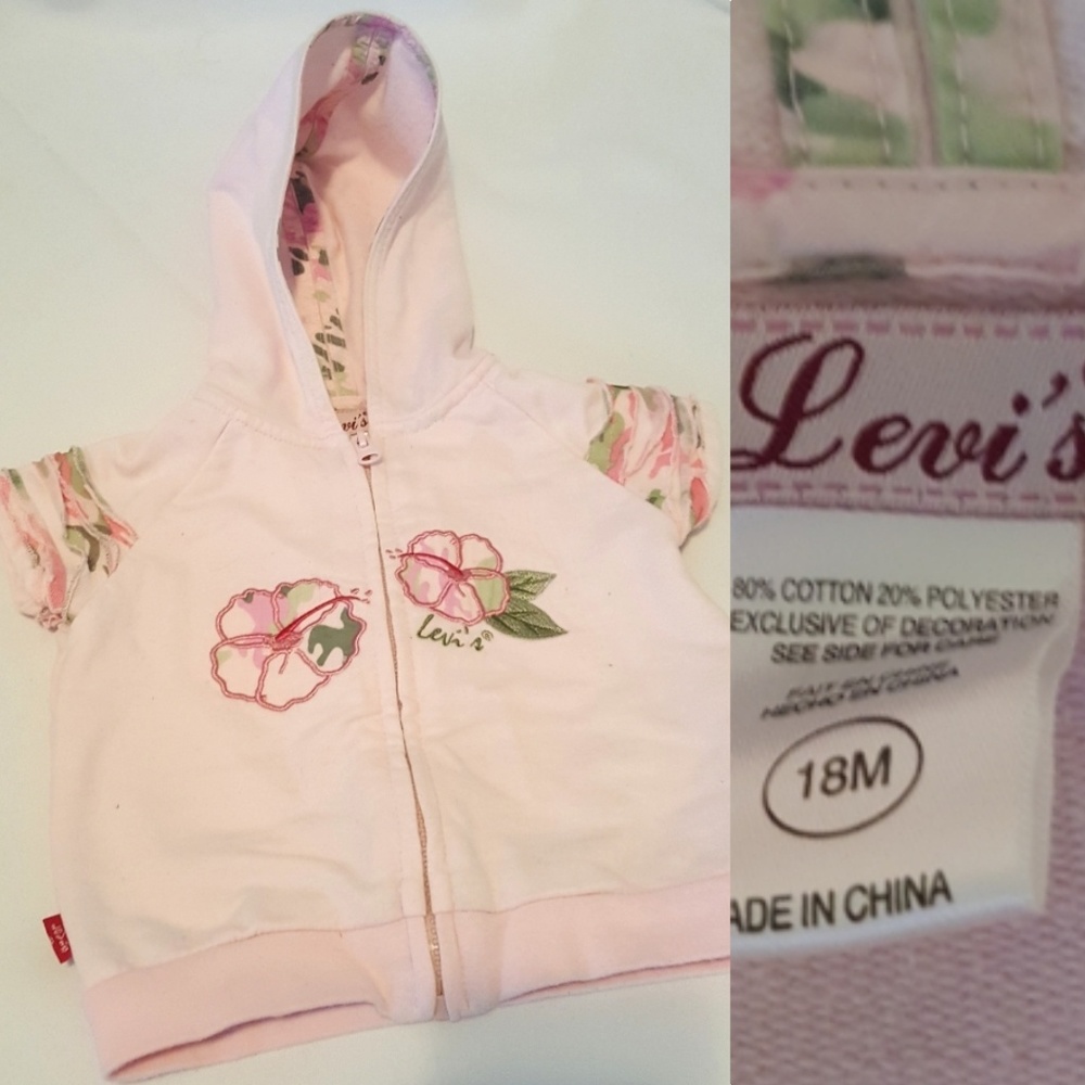 ⬇️ Levi's Sleeves Hooded Zip Up Jacket 12 -18 months